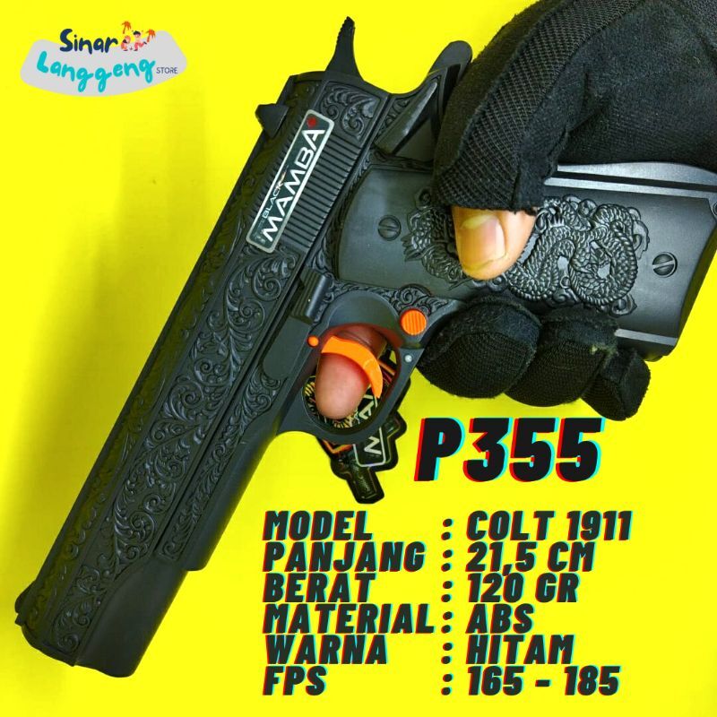 Mainan Pistolan Black Mamba P355/ Spring /kokang | Lazada Indonesia