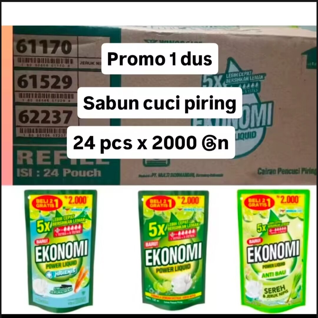 SUPER Ekonomi cuci piring 2000 1 DUS ISI 24 PCS BISA COD LAZCOIN Harga 83,900 rupiah*Gratis Ongkir
