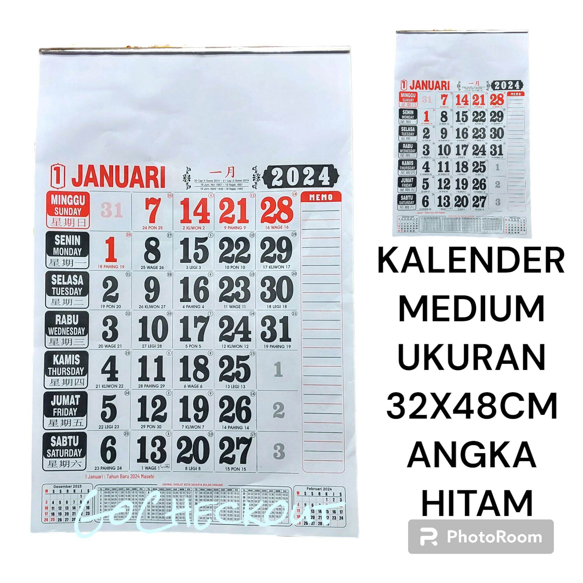 Kalender dinding 2024 kalender angka kalender kerja/ bulanan | Lazada