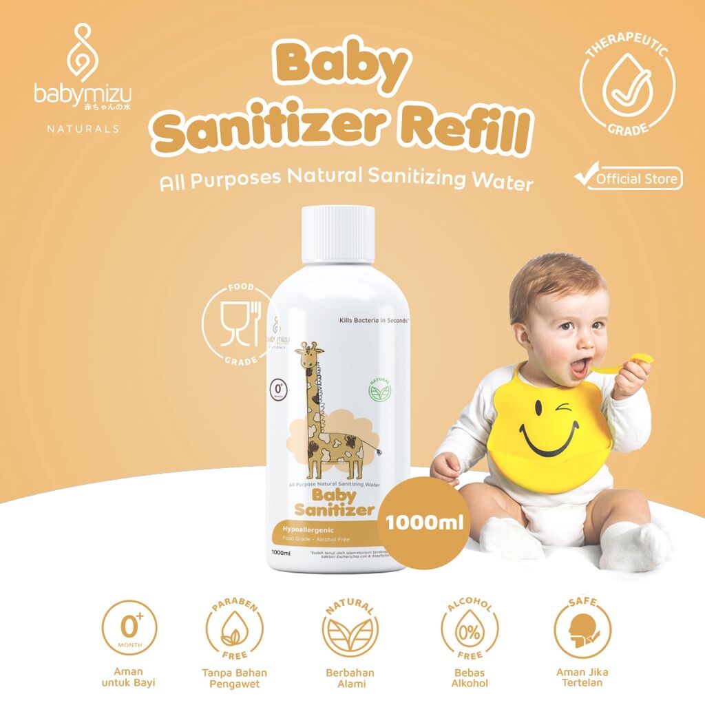 BABYMIZU Baby Sanitizer - Hypoallergenic Baby Sanitizer, Sanitizing Water  100% Natural, Food Grade, Multi Purpose Cleanser