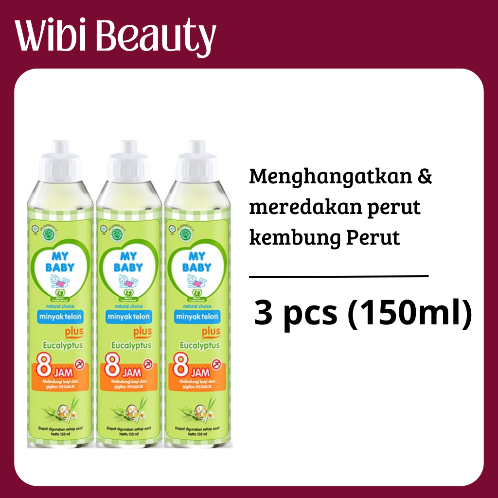My Baby Minyak Telon Eucalyptus 3 pcs (150ml) Menghangatkan & Meredakan Perut Kembung Perut