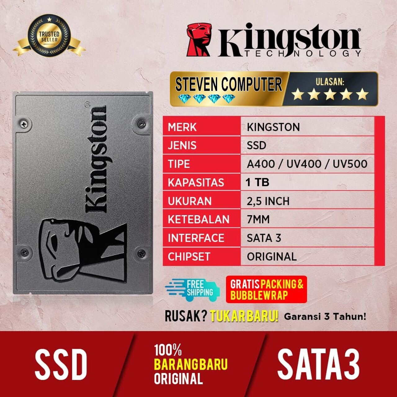 SSD KINGSTON 1TB SATA 2.5" RESMI GARANSI 3 TAHUN | Lazada Indonesia