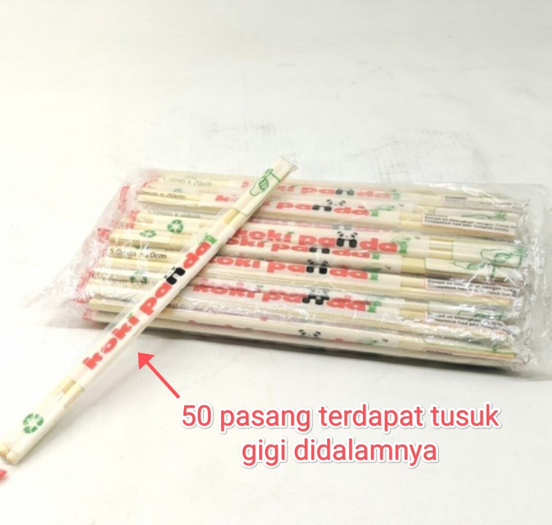 Sumpit Bambu Sumpit Steril Merk Koki Panda Isi Pasang Dilengkapi Dengan Tusuk Gigi Didalamnya