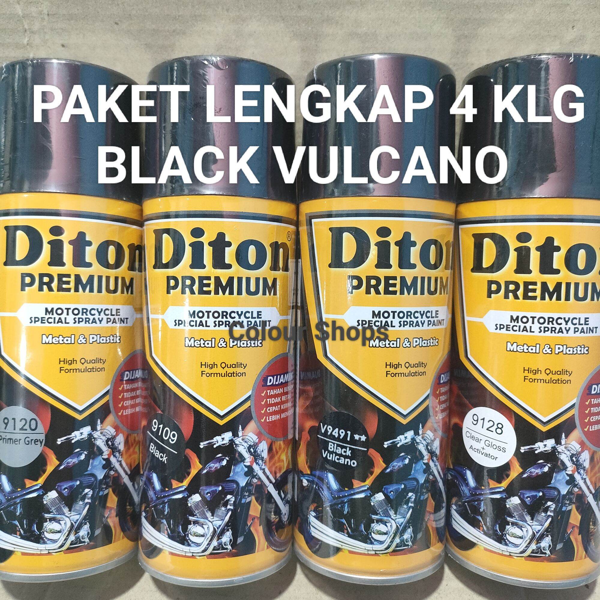 Pilok Cat Diton Premium Paket Lengkap Kaleng Black Vulcano Hitam