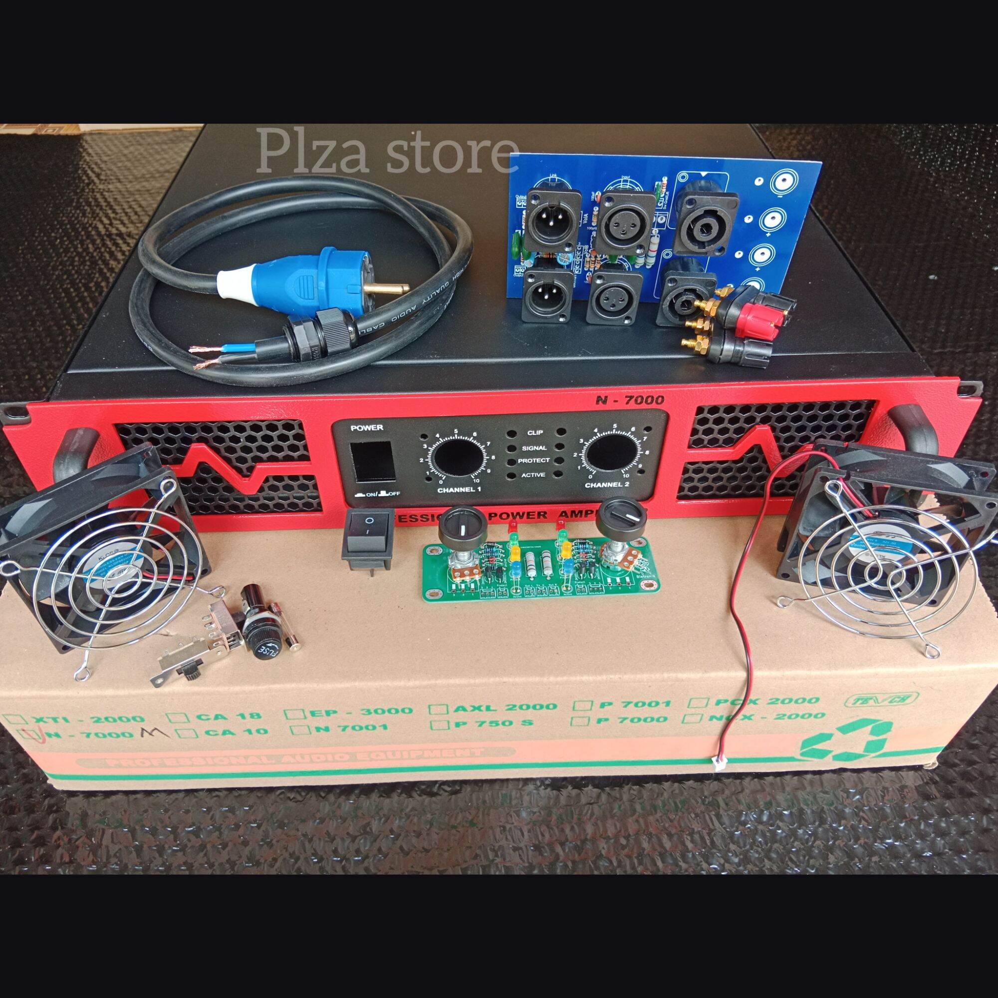 Bok power amplifier N7000 Merah lengkap aksesoris box N7000 ukuran