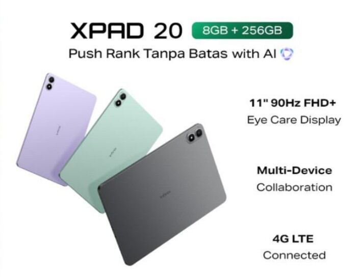 TAB INFINIX XPAD 20 RAM 8/256 GB garansi resmi original bisa sim card / kartu Harga  2,499,000 Ringgit*Penghantaran Percuma