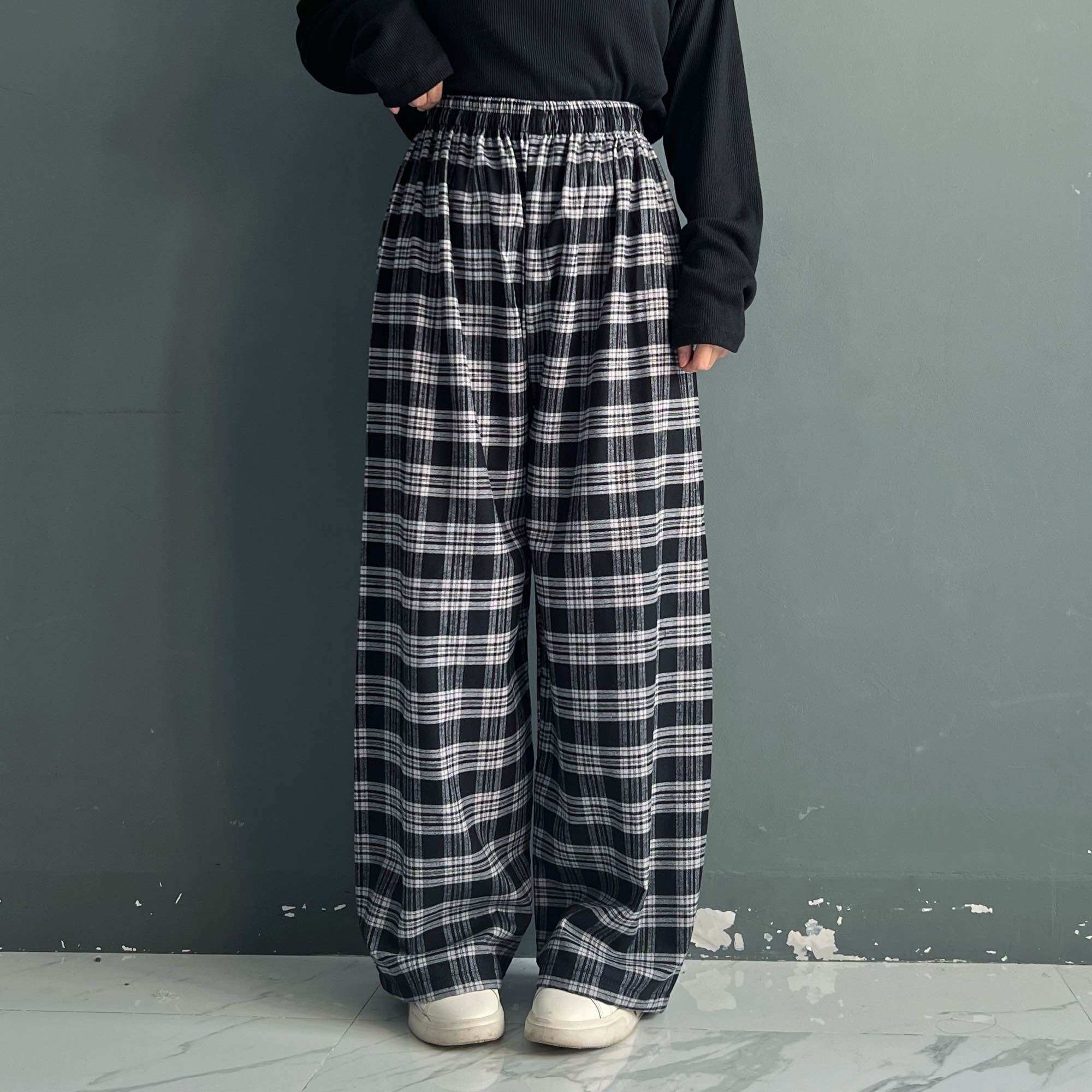 CELANA FLANEL KALLYOUTFIT CELANA TARTAN KOTAK Celana Culottes Full
