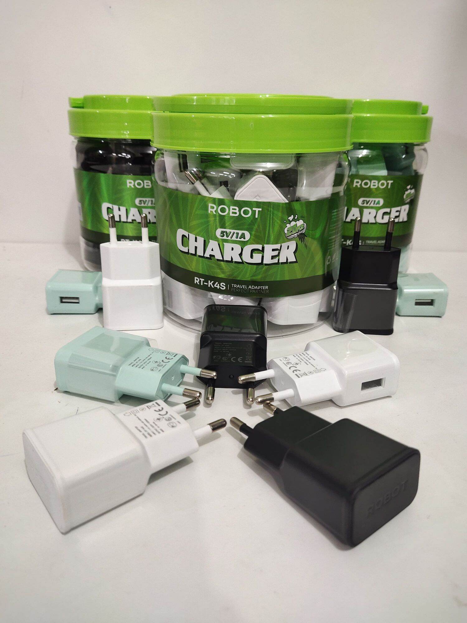 New Arrivall !! ROBOT RT-K4s ( 1 toples isi 20pcs ) Batok Kepala Charger Original 5V/1A Harga 243,589 rupiah*Gratis Ongkir