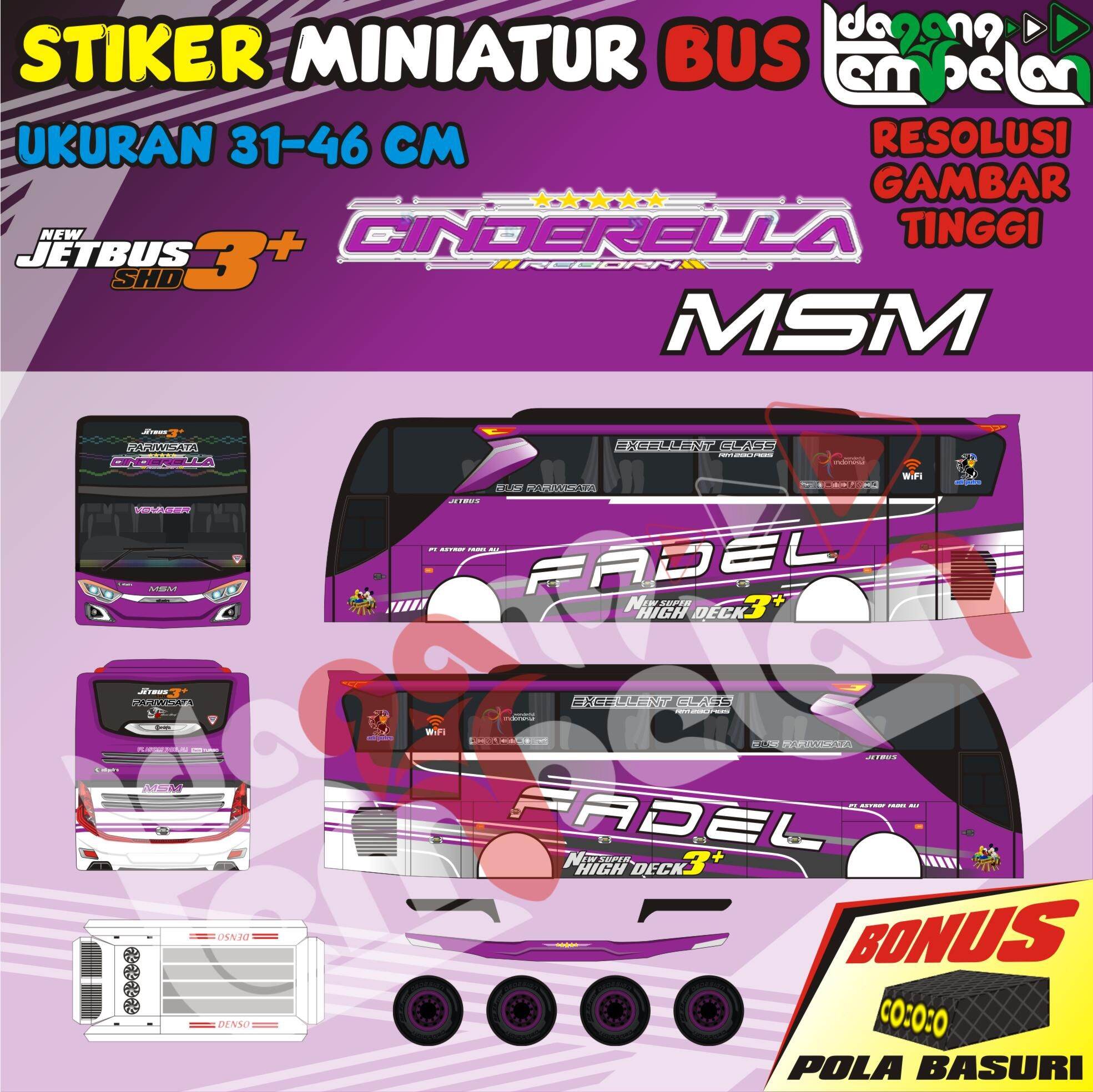 Stiker Miniatur Bus MSM Cinderella | Toretto | Baby Boss | Lazada Indonesia