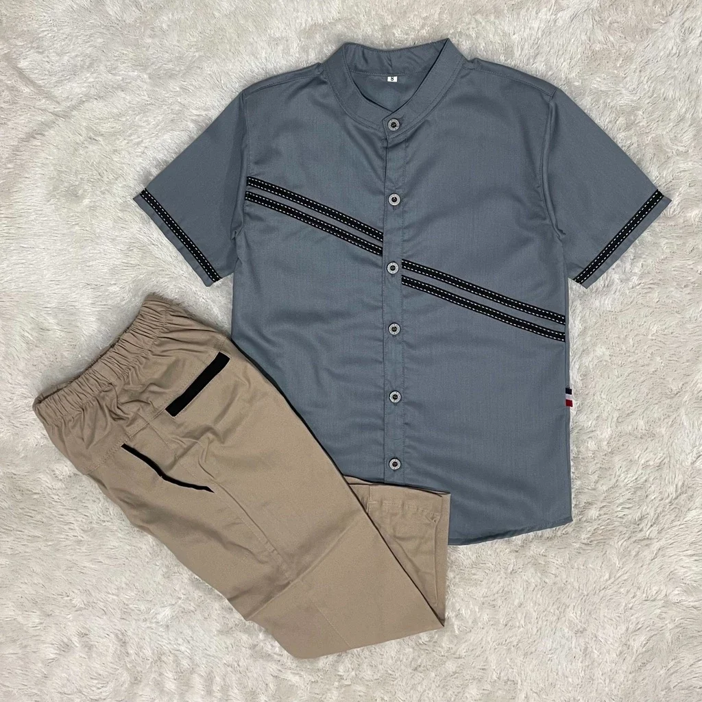 Boys' Short Sleeve Shirt Set with Long Chinos / Salmafathimah8