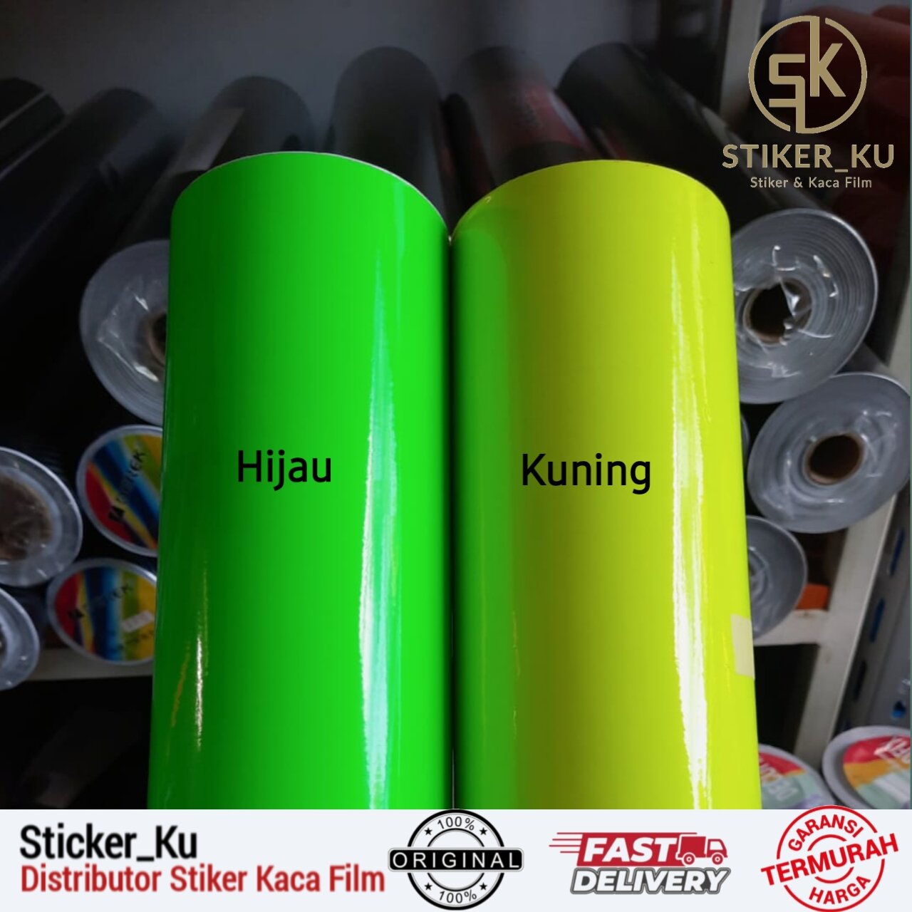 Sticker Scotlite Warna Hijau Stabilo Lebar 45cm Harga 10,500 rupiah*Gratis Ongkir