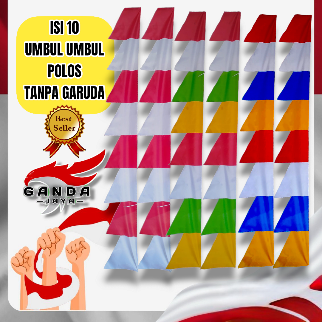 1 paket 10 pcs bendera umbul umbul 17 Agustus polos tanpa Garuda