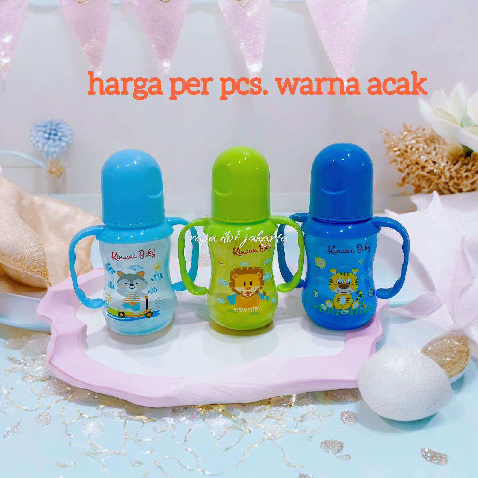 botol susu warna kinawa ukuran 125ml dan 250ml dengan handle gagang bahan tebal