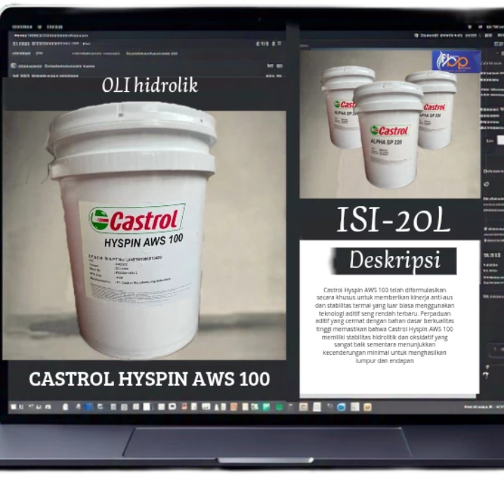 OLI pelumas. hidrolik CASTROL HYSPIN AWS 100 isi-20liter kemasan pail Harga 1,200,000 rupiah*Gratis Ongkir