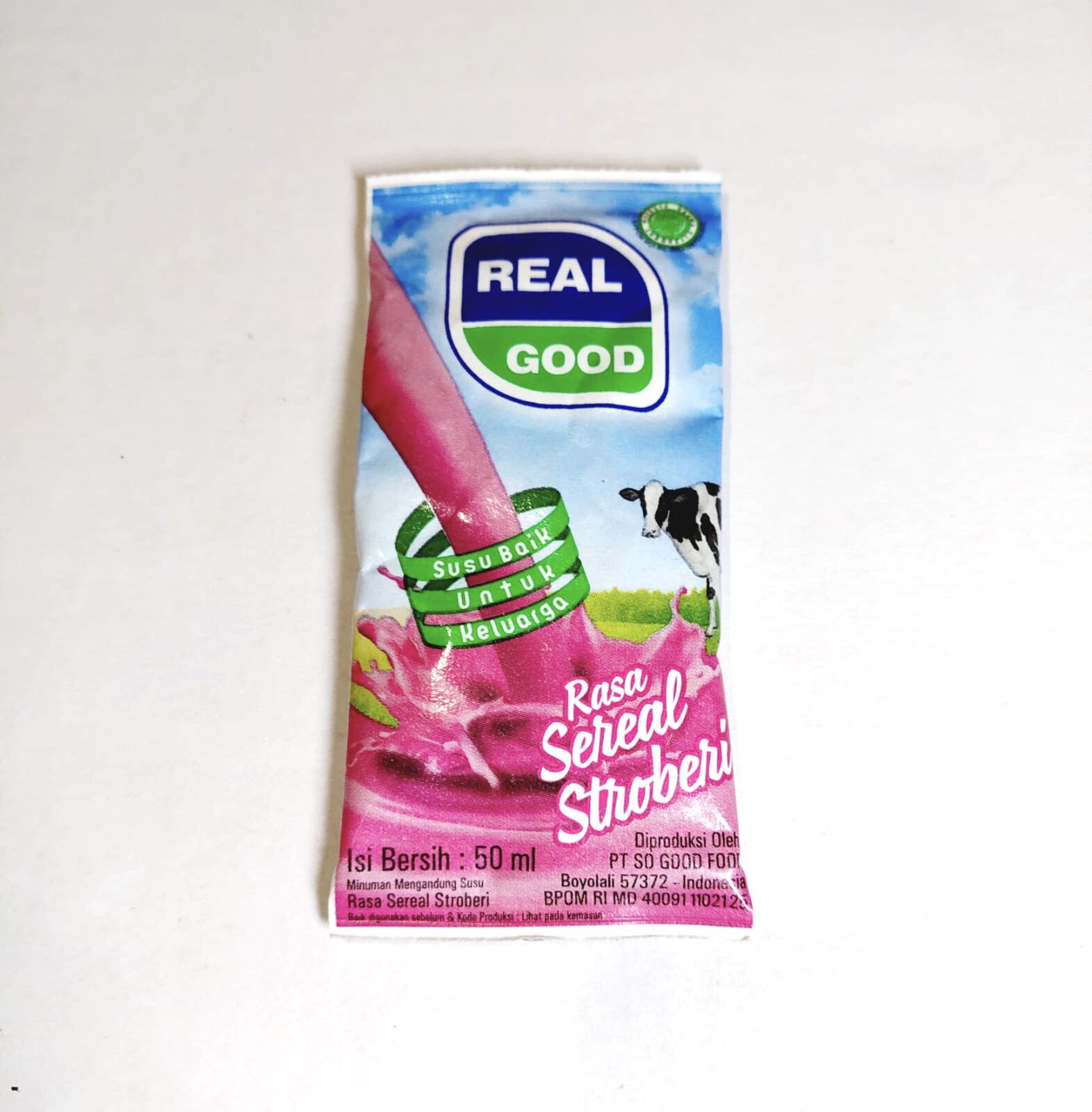 Real Good Susu Bantal ada 3 Rasa: cokelat,Stroberi, dan chesse 50ml