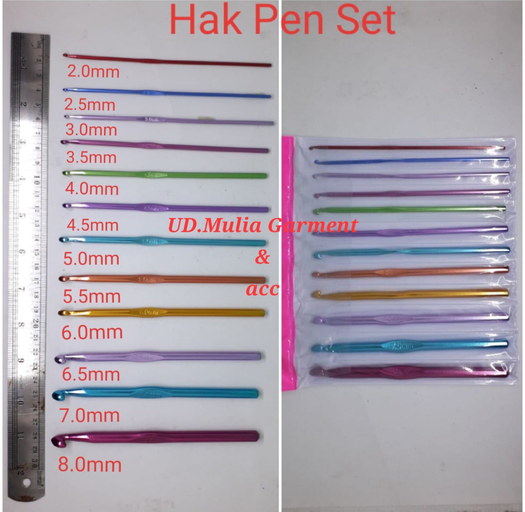JARUM RAJUT HAK PEN SET ISI 12 PCS 2.00 mm SD 8.00mm