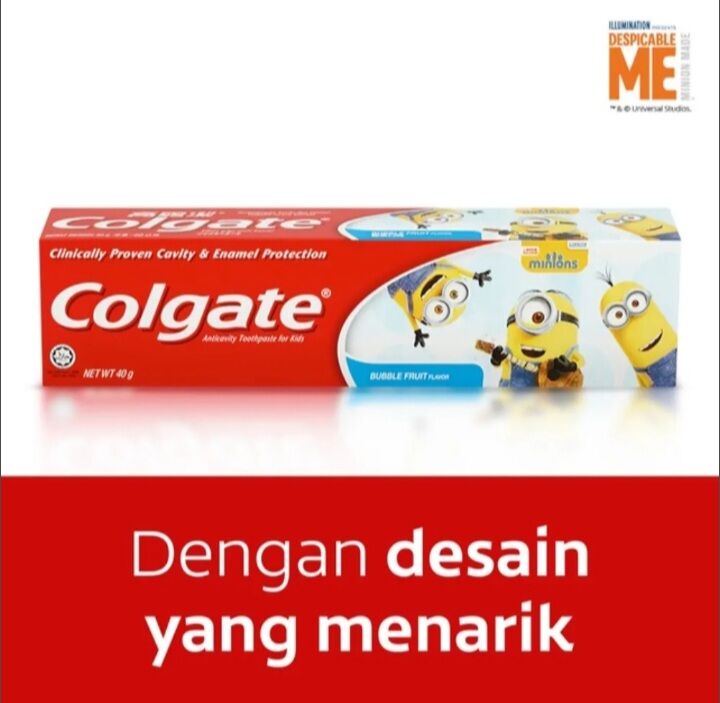 Colgate kids minions pasta gigi anak bubble fruit 40g