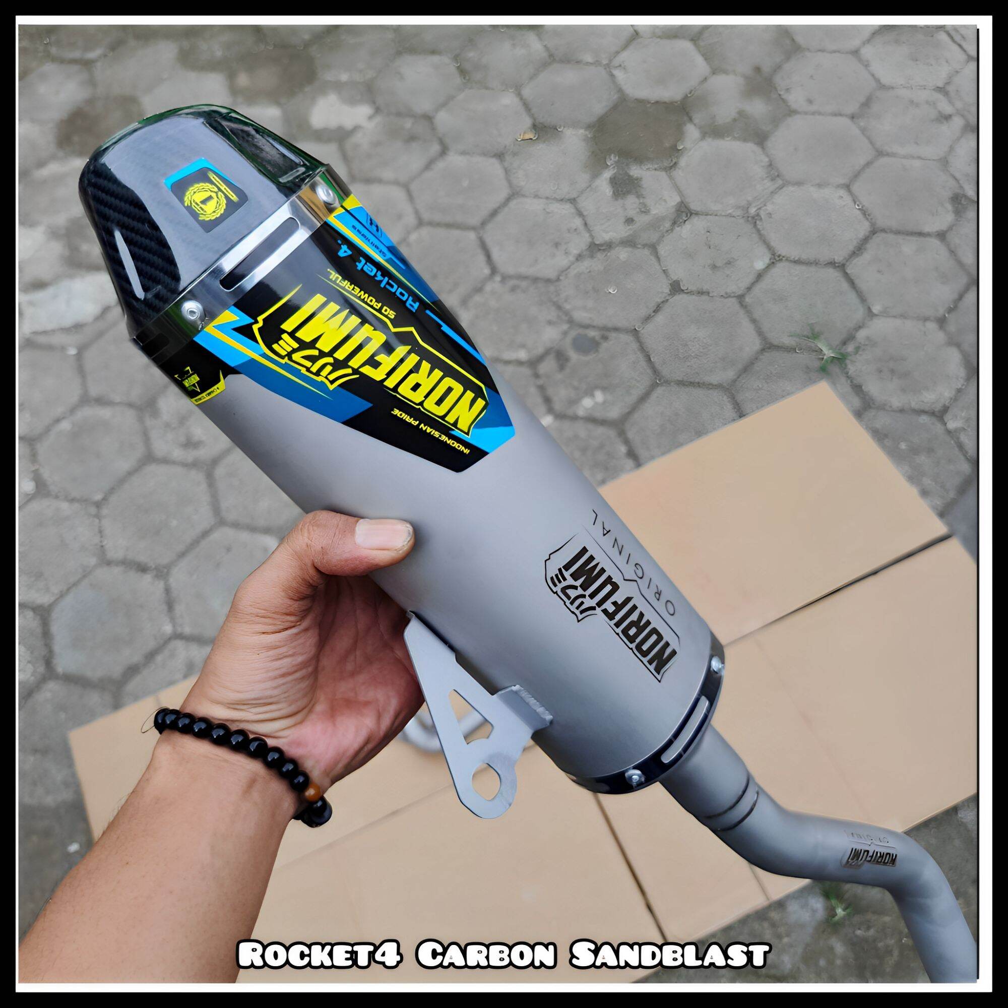 Knalpot Norifumi ROCKET 4 Sandblast Ujung Karbon KLX 140 KLX 150 CRF 150L WR 155 DTRACKER 150 Harga 1,250,000 rupiah*Gratis Ongkir