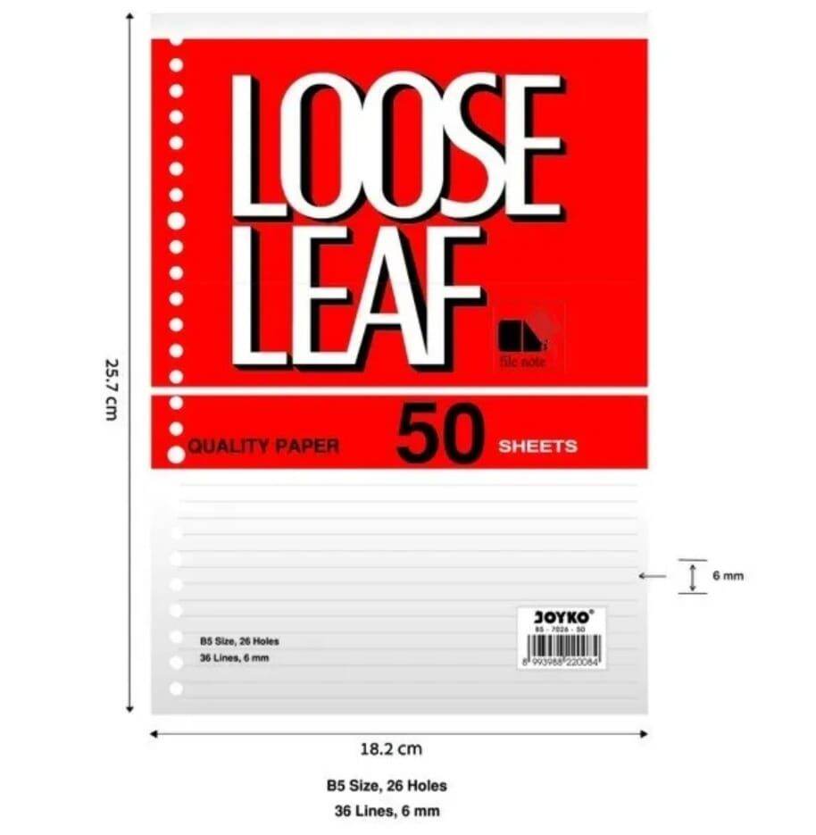 1 Pcs Isi Binder A5 B5 isi 50 Lembar / Isi Binder Bergaris Ukuran A5 Dan B5