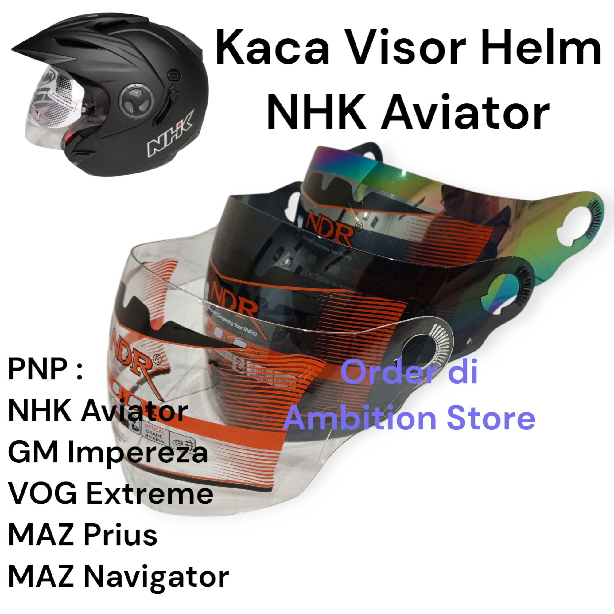 Kaca Visor Helm NHK Aviator Kaca Helm NHK Aviator Harga 24,900 rupiah*Gratis Ongkir