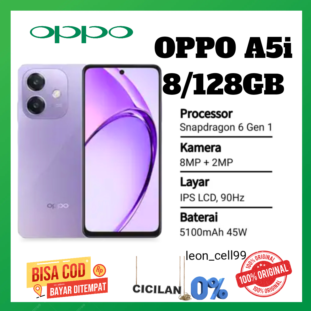 Oppo a5i 8/128 GB ram batrai 5000 mAh Snapdragon 6s Gen 1 official warranty 1 year Giá 1,195,000 Đồng*Miễn phí vận chuyển