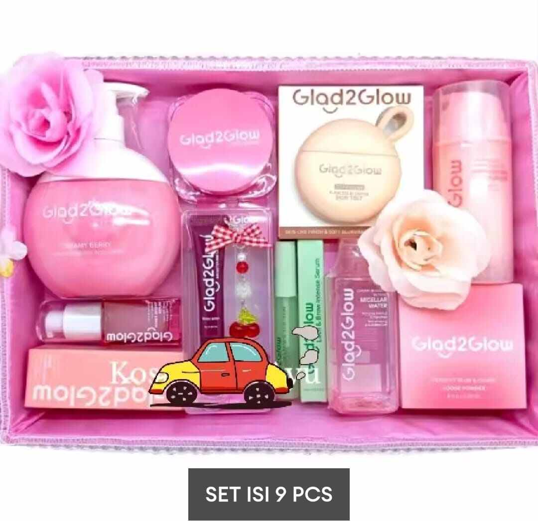 Paket skincare set hampers glad2glow serum whitening skin white paket 8 pcs