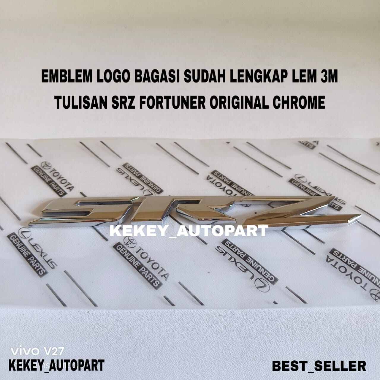 Emblem Logo Bagasi Belakang Tulisan SRZ Fortuner OriginaL Chrome Harga 75,000 rupiah*Gratis Ongkir