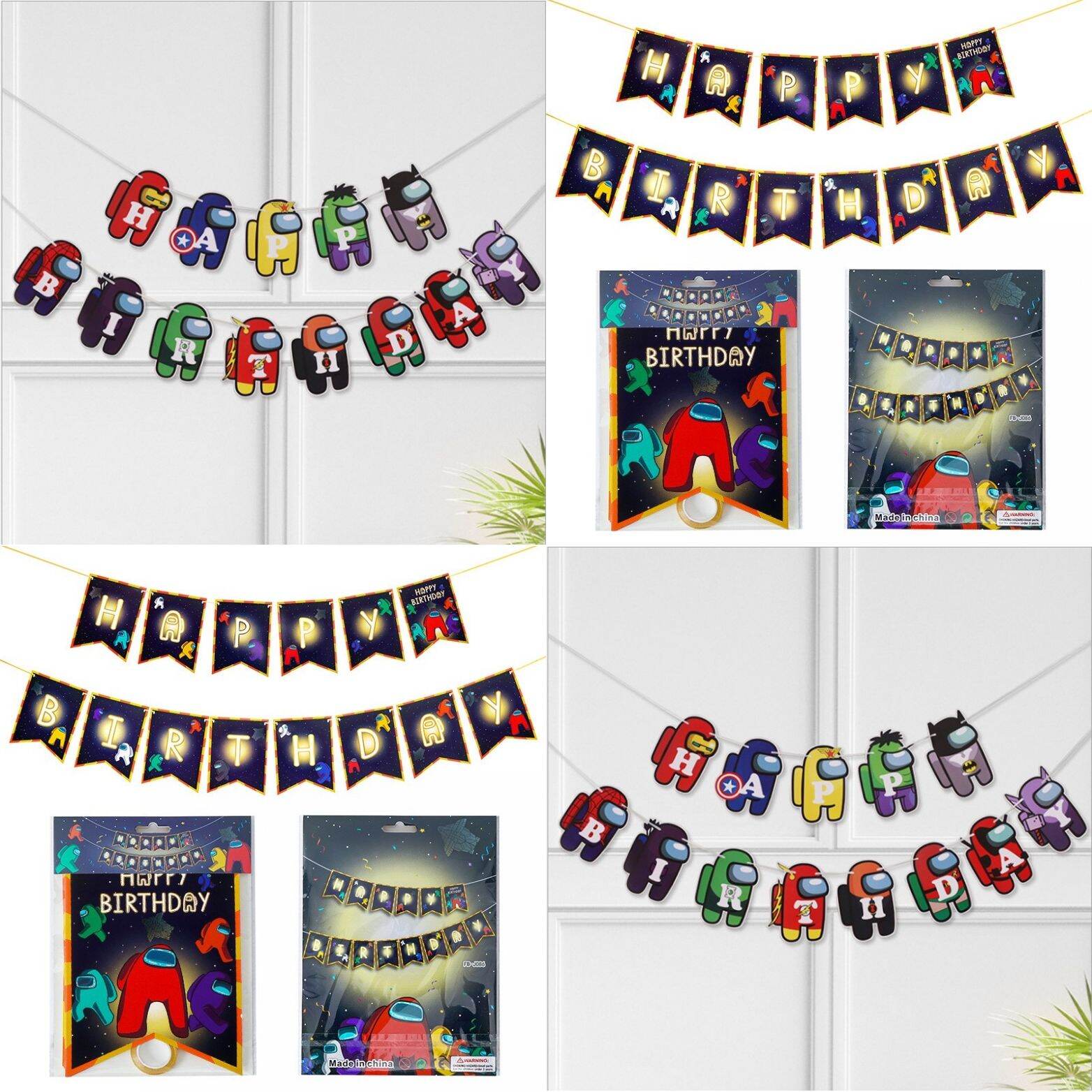 Bunting Flag / Banner HBD Happy Birthday Among Us Superhero | Lazada ...