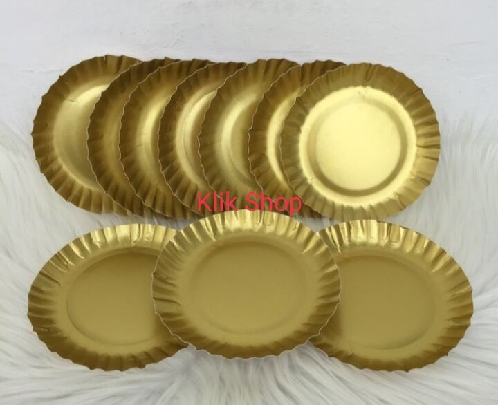 Piring kertas kue / Piring Gold / Paper Plate / Piring Pesta Lazada