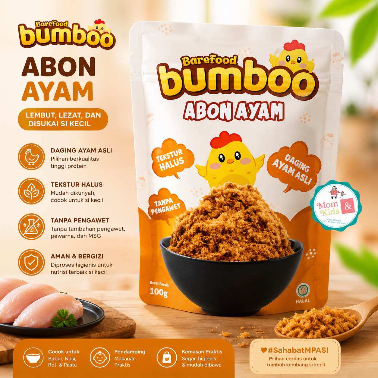 BAREFOOD BUMBOO Abon Sapi & Ayam 100gr | MPASI Non MSG | Beef Chicken Floss
