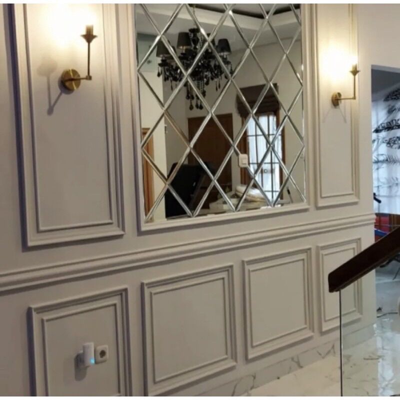 Paket Set Kaca Cermin Moulding 1M X 1M Termurah COD/Kaca Cermin Dekorasi Hiasan Dinding Rumah Minimalis