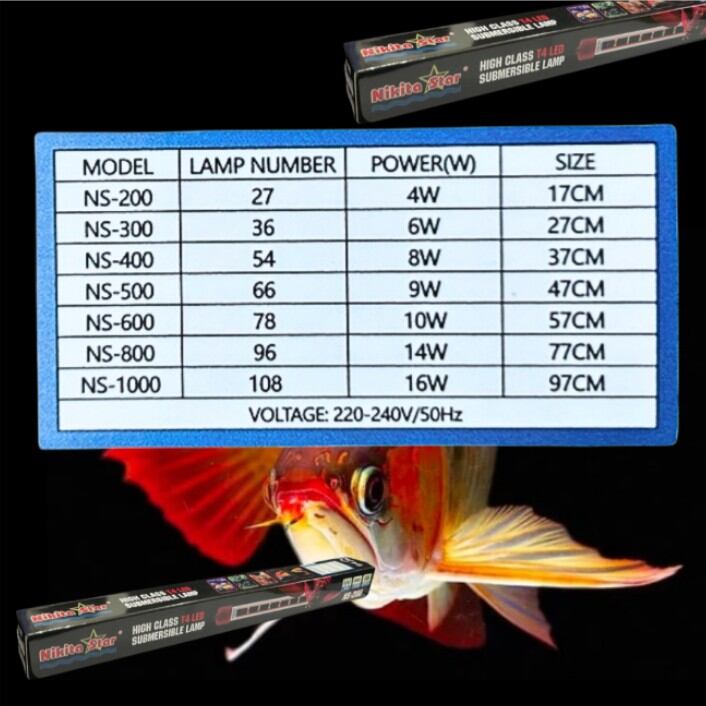LAMPU T4 3LED NIKITA STAR NS 800 / 1000 LED AQUARIUM HIGH CLASS SUBMERSIBLE