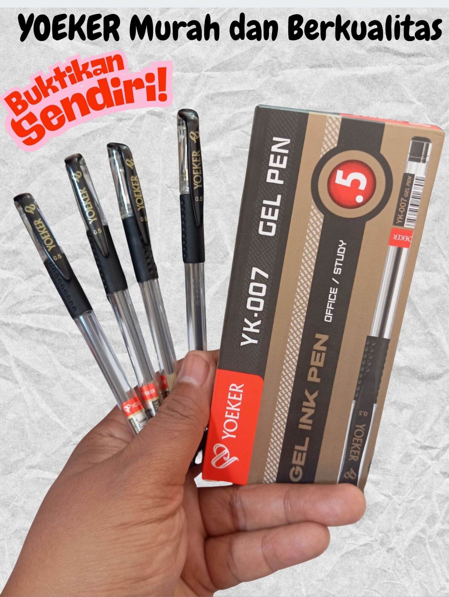 1 Kotak (grosir) Pulpen Gel 0.5 Merk Yoeker kualitas terbaik