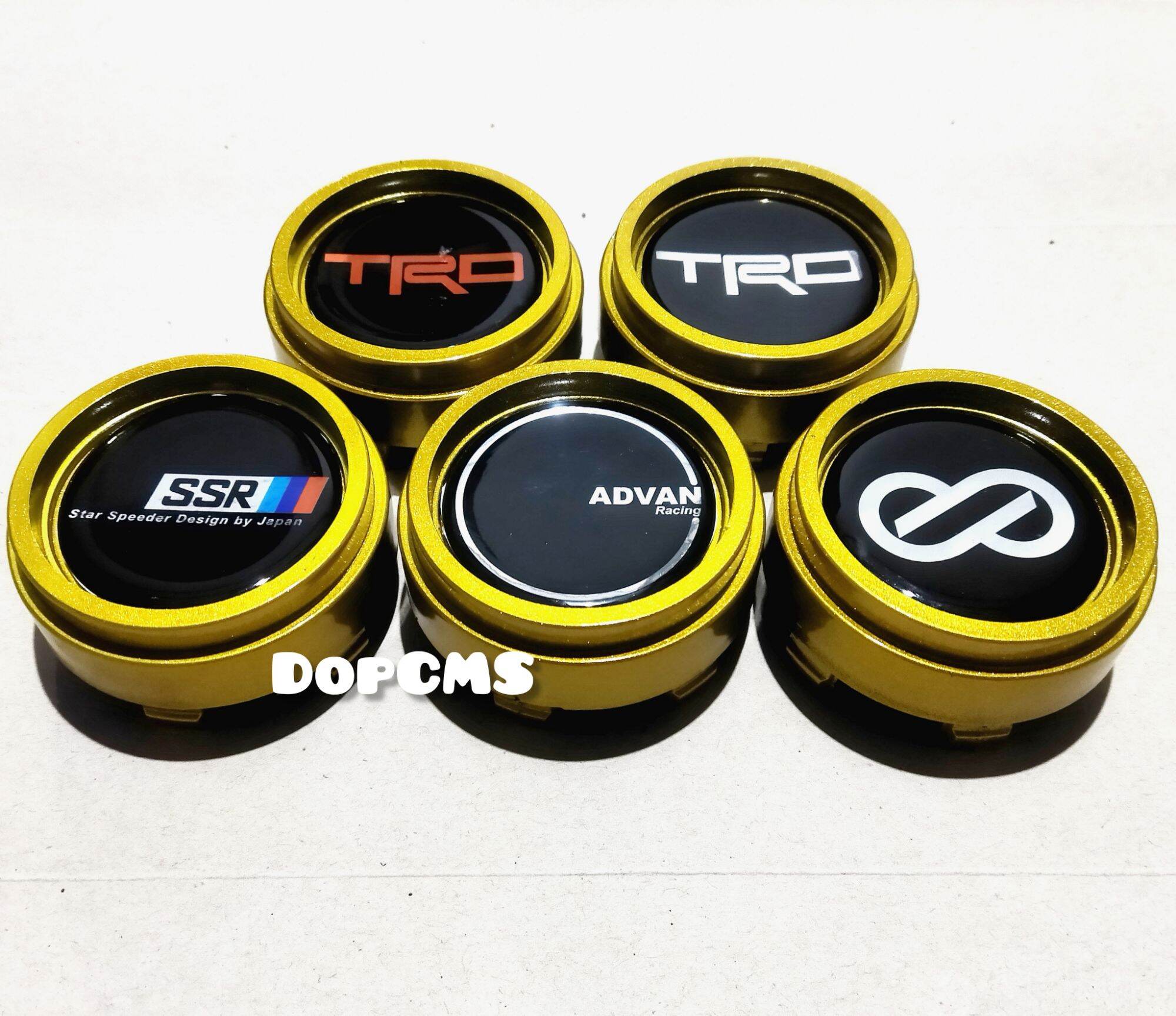 TUTUP DOP VELG BAN MOBIL SILINDER WARNA GOLD STIKER RESIN DIAMETER TOPI 6.5CM Harga 24,680 rupiah*Gratis Ongkir