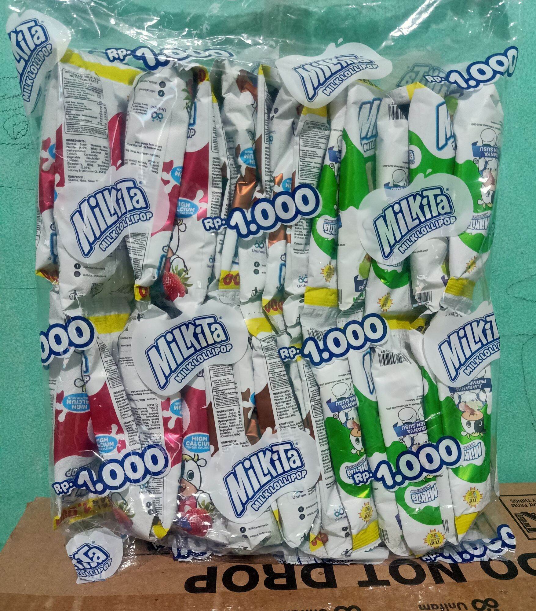Permen Milkita Lolipop Kemasan Renceng rasa strobery,Cokelat,dan Melon ...
