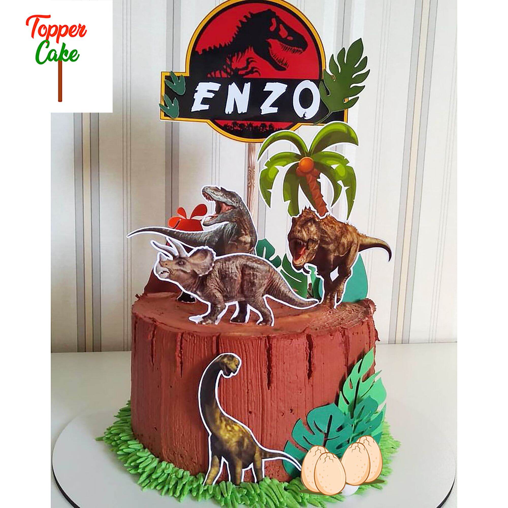 Topper Cake Dinosaurus gratis tambah nama, usia dan foto/Hiasan kue ...