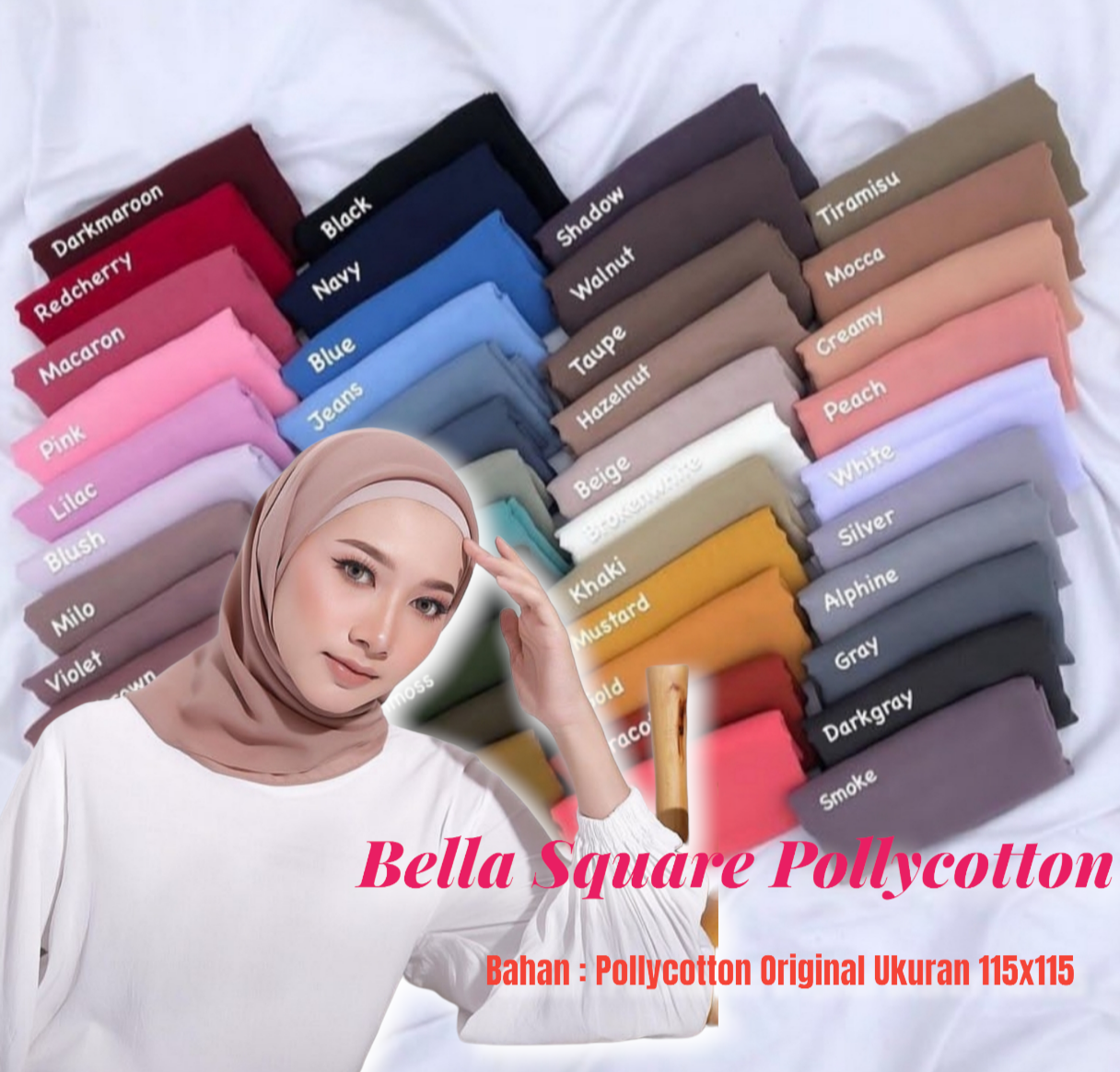 Kerudung bella square murah terlengkap / Hijab segi empat polos ...