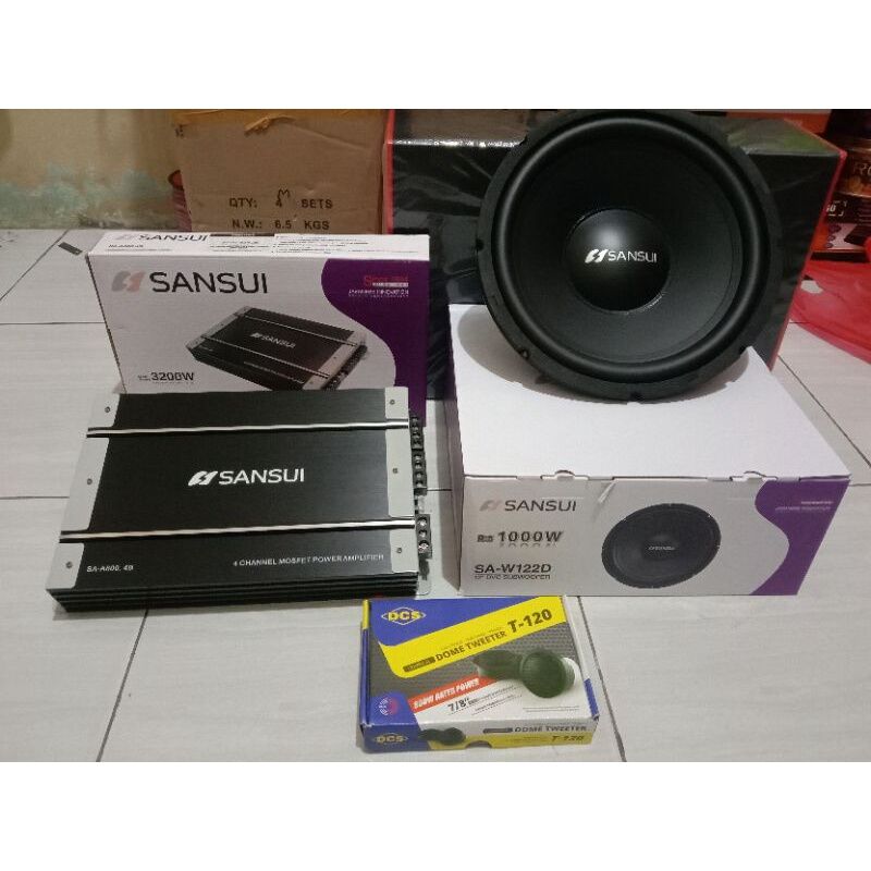 Paket Audio Mobil SANSUI Subwoofer Power 4 Ch Box Sub Tweeter Lazada Indonesia