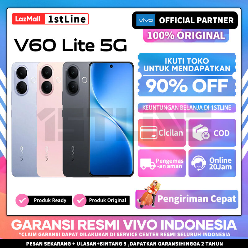 Hp Vivo V60 Lite 5g 8/256Gb - Mediatek Dimensity 7360-Turbo, Official Vivo Indonesia Warranty Harga 3,999,000 rupiah*Gratis Ongkir