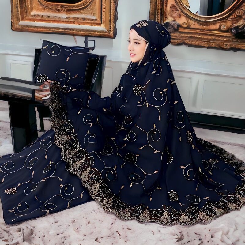Dealifa - Mukena Adult Gracella Exclusive Lotus Flower Premium Cotton Full Embroidery