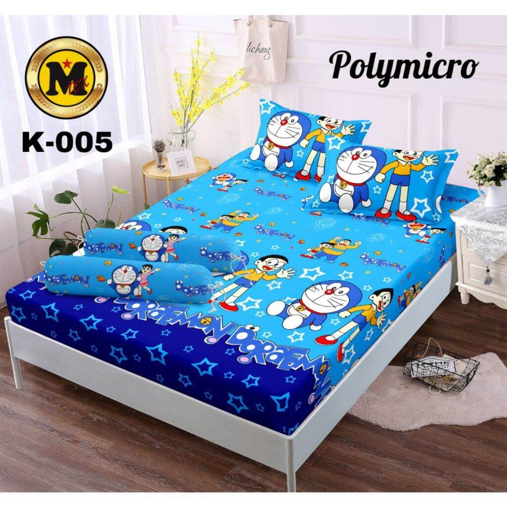 Bed Sheet 140X200X20 Doraemon Characters Complete with Bolster Pillowcases