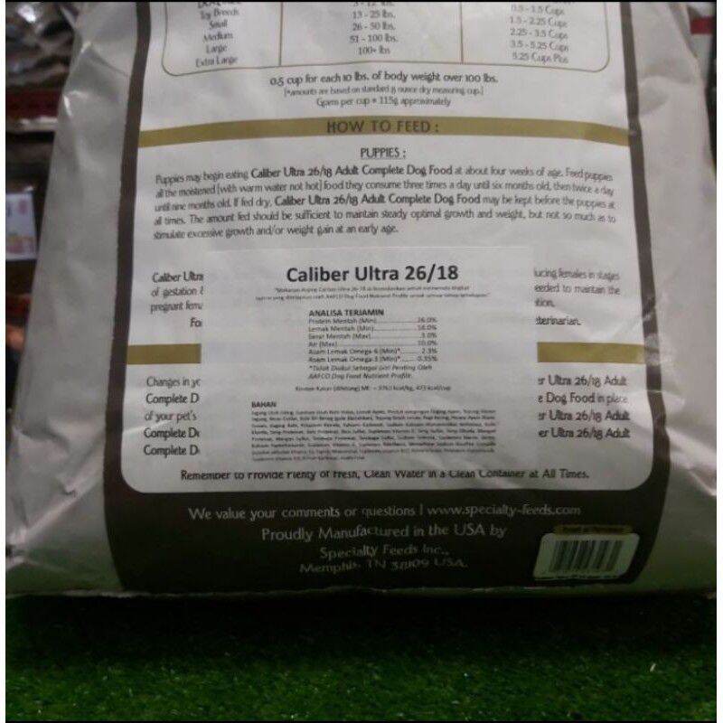 Caliber Ultra 18Kg Dog Food Premium Makanan Anjing Import Made In