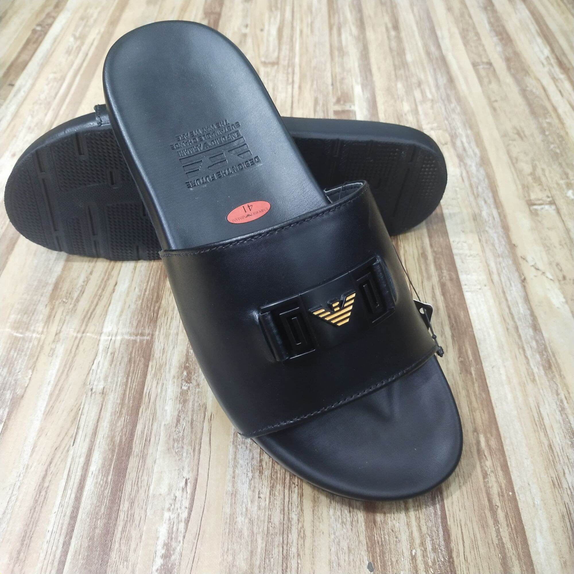 sandal Armani pria sendal slop cowok kulit sapi Lazada Indonesia