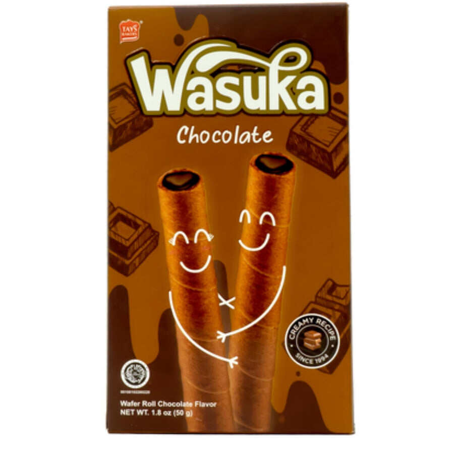 Wasuka Chocolate Wafer Roll Creamy Recipe 50 Gr ( Biskuit Lebaran