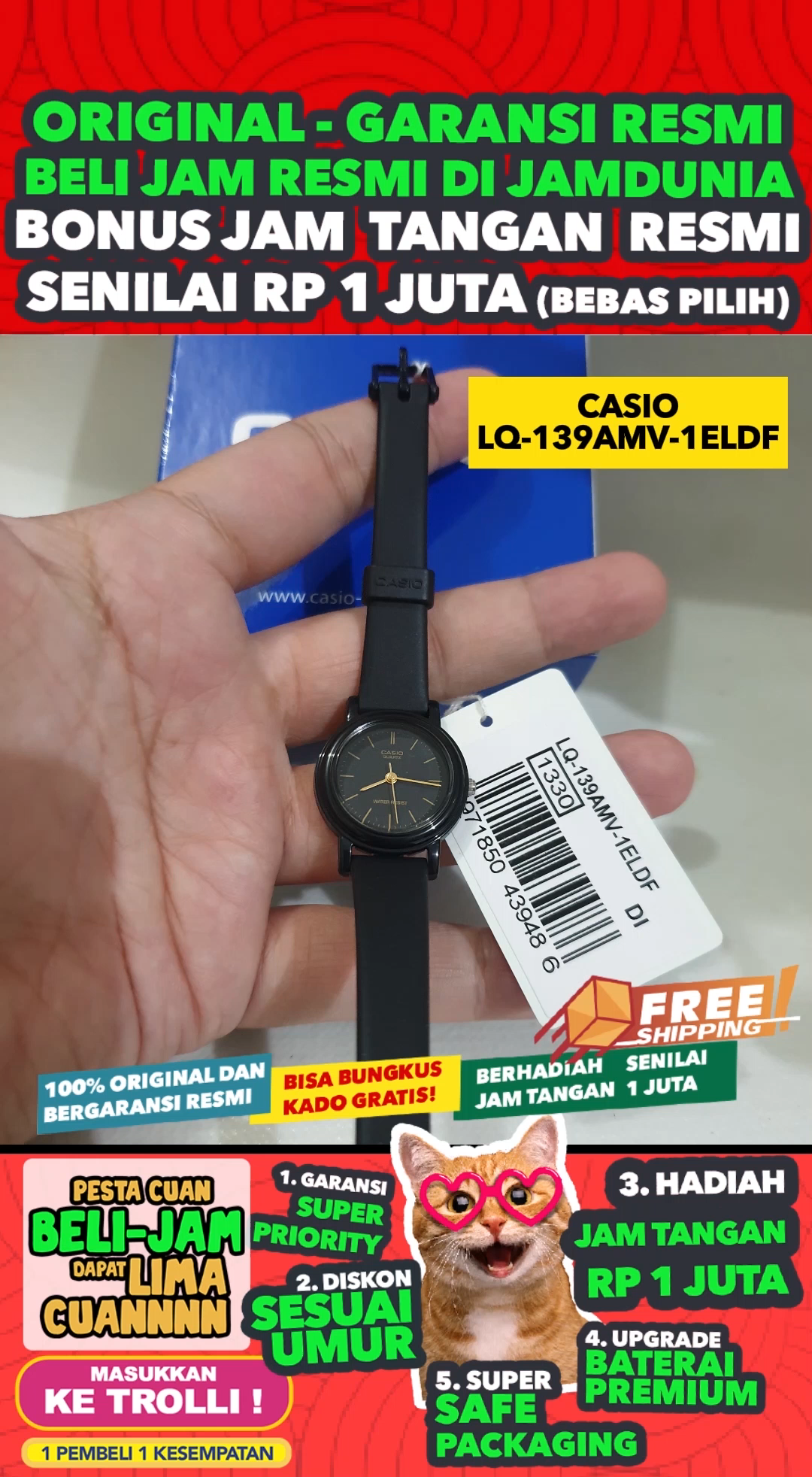 CASIO ORIGINAL CASIO LQ-139AMV-1ELDF Tali karet WOMEN