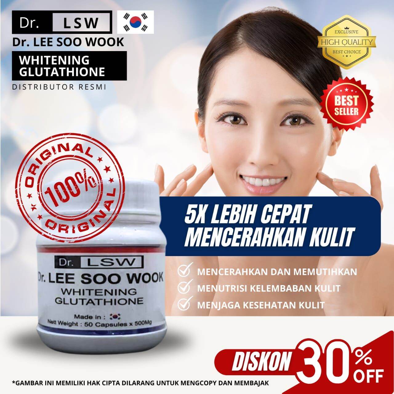 Dr LSW Lee Soo Wook Whitening Glutathione Kapsul Pemutih Korea Dr LSW Lee Soo Wook Whitening Glutathione Kapsul Pemutih Korea