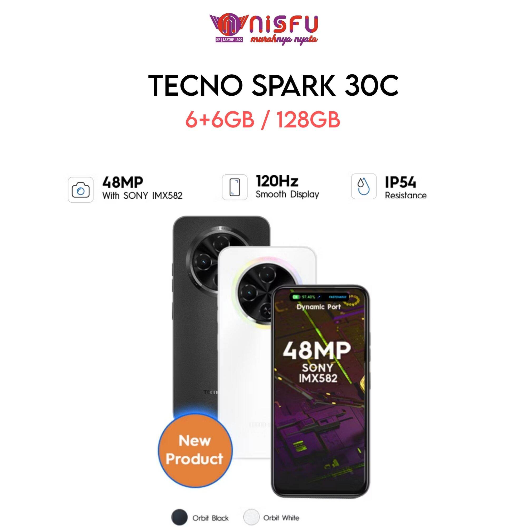 TECNO SPARK 30C - Smartphone 6+6GB RAM/128GB ROM - Kamera Sony 48MP - NFC - Tahan Air IP54 - Baterai 5000mAh - Super WiFi GARANSI RESMI Harga  1,449,000 Ringgit*Penghantaran Percuma