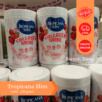 Tropicana Slim Collagen Drink Strawberry 200g Paper Tube With Gluthatione Kolagen bebas gula dengan rasa strawberry