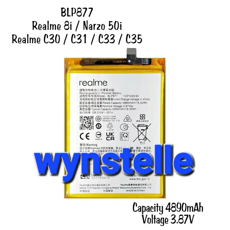 baterai realme blp 877