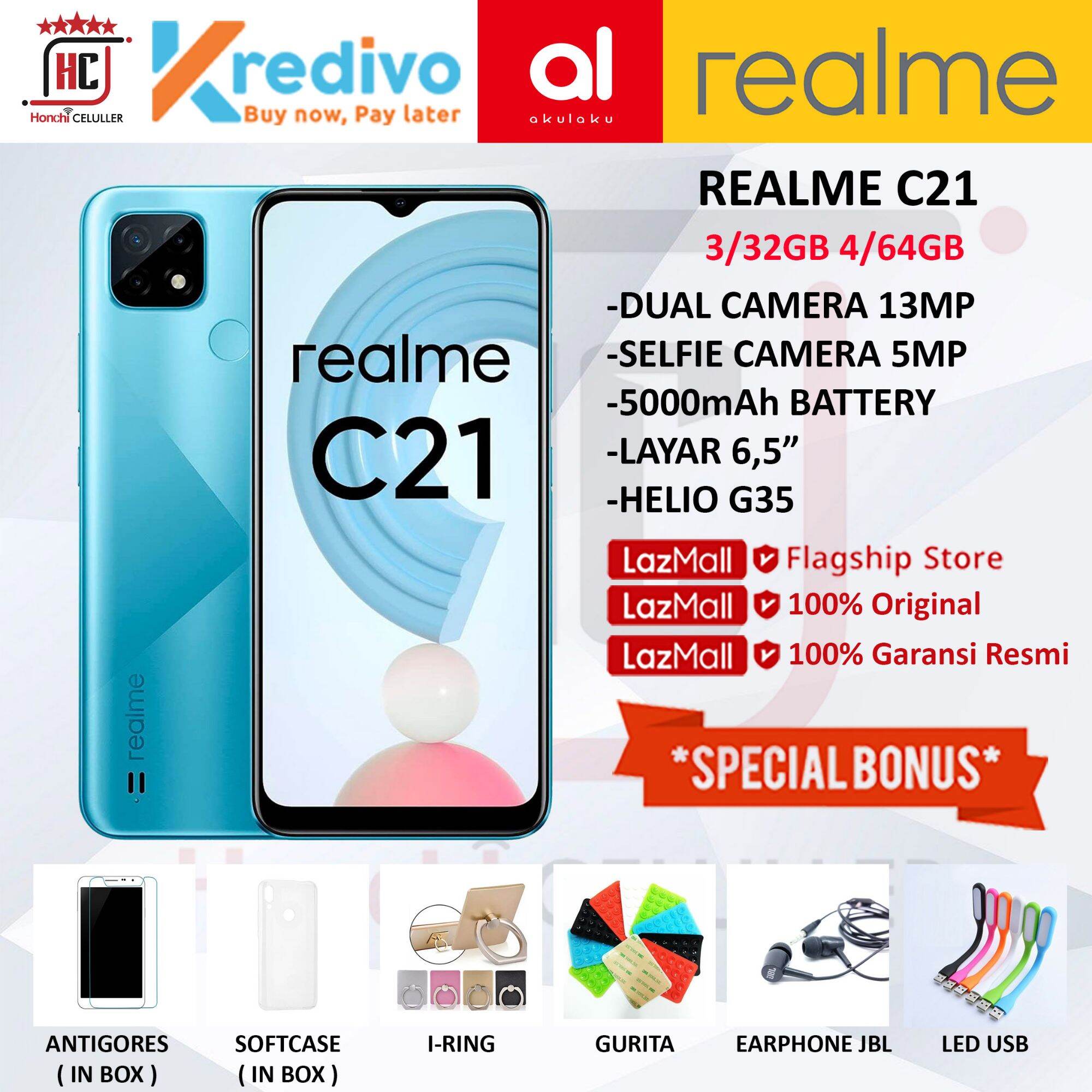 REALME C21 RAM 3GB 4GB ROM 32GB 64GB 3/32GB 4/64GB GARANSI RESMI REALME INDONESIA Giá 1,349,000 Đồng*Miễn phí vận chuyển